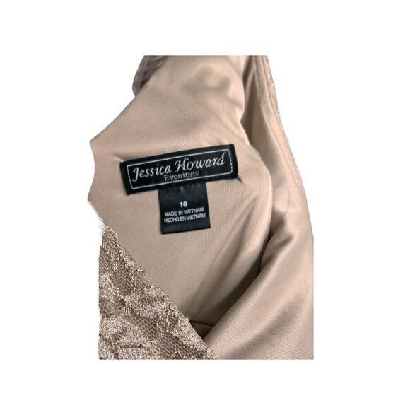 Jessica Howard Dress Dusty Pink Ruched Empire Waist Sleeveless Lace Women 10 - Picture 6 of 7